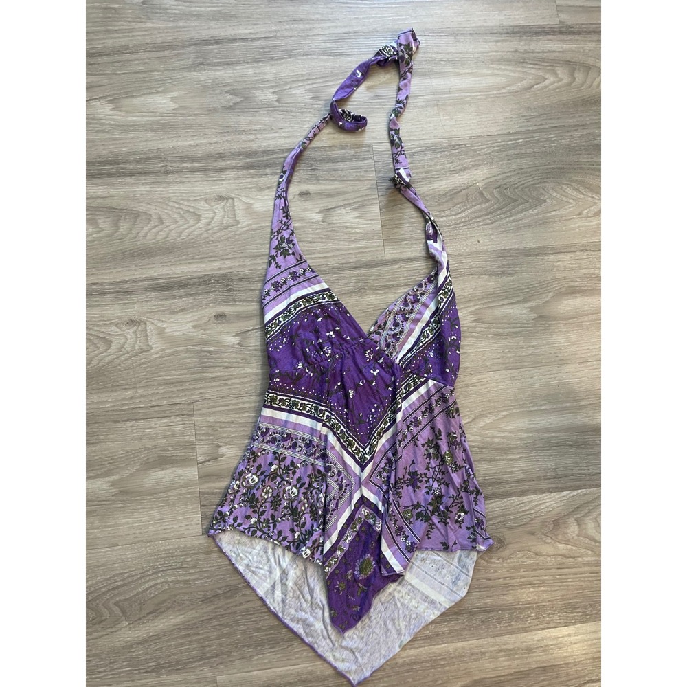 Vintage Y2K Euro Italian Purple Fairycore Halter Top Whimseygoth Boho